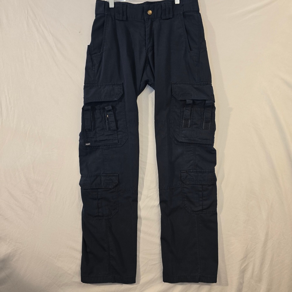 5.11 Tactical Cargo Pants 8 Long Women Navy Blue Ripstop Multi-Pocket 64369